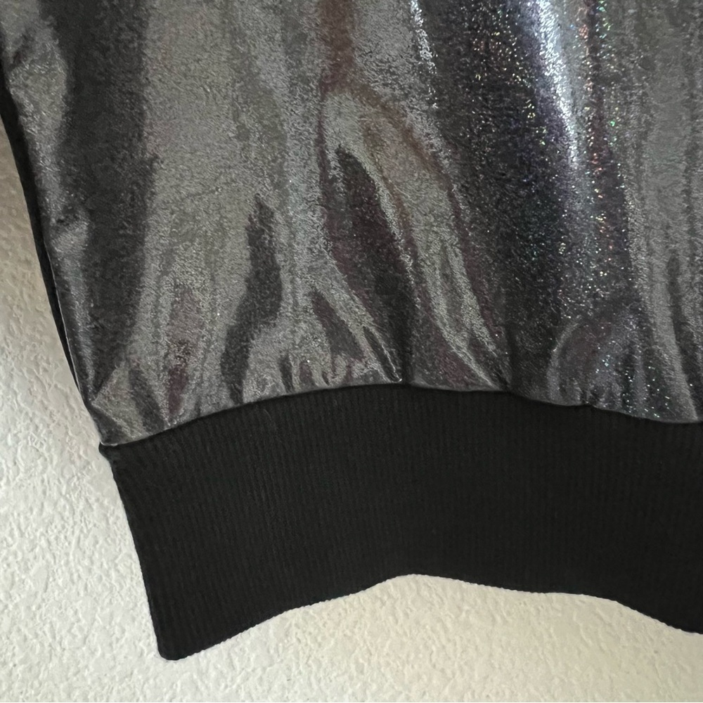 UNIF Black Holographic Neoprene Crop Sweatshirt Grunge Y2K Goth Small - Picture 9 of 16